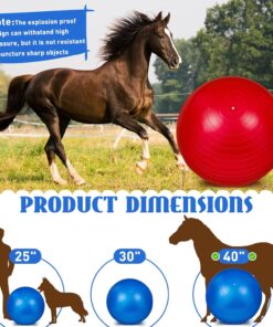 Sotiff 2 Pcs 40 Inch Horse Ball for Play Large Horse Big Equine Herding Anti Burst Dog Ball Soccer Giant, Pump Included(40 Inch,Blue and Red)
