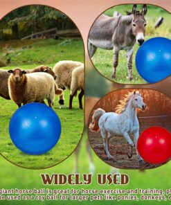 Sotiff 2 Pcs 40 Inch Horse Ball for Play Large Horse Big Equine Herding Anti Burst Dog Ball Soccer Giant, Pump Included(40 Inch,Blue and Red)