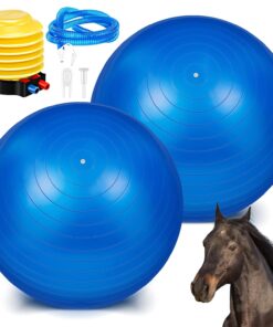 Sotiff 2 Pcs 40 Inch Horse Ball for Play Large Horse Big Equine Herding Anti Burst Dog Ball Soccer Giant, Pump Included(40 Inch,Blue and Red)