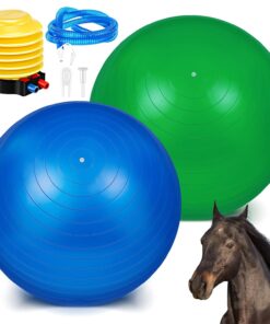 Sotiff 2 Pcs 40 Inch Horse Ball for Play Large Horse Big Equine Herding Anti Burst Dog Ball Soccer Giant, Pump Included(40 Inch,Blue and Red)