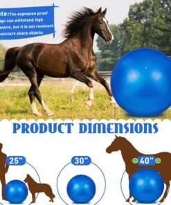 Sotiff 2 Pcs 40 Inch Horse Ball for Play Large Horse Big Equine Herding Anti Burst Dog Ball Soccer Giant, Pump Included(40 Inch,Blue)