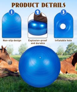 Sotiff 2 Pcs 40 Inch Horse Ball for Play Large Horse Big Equine Herding Anti Burst Dog Ball Soccer Giant, Pump Included(40 Inch,Blue)