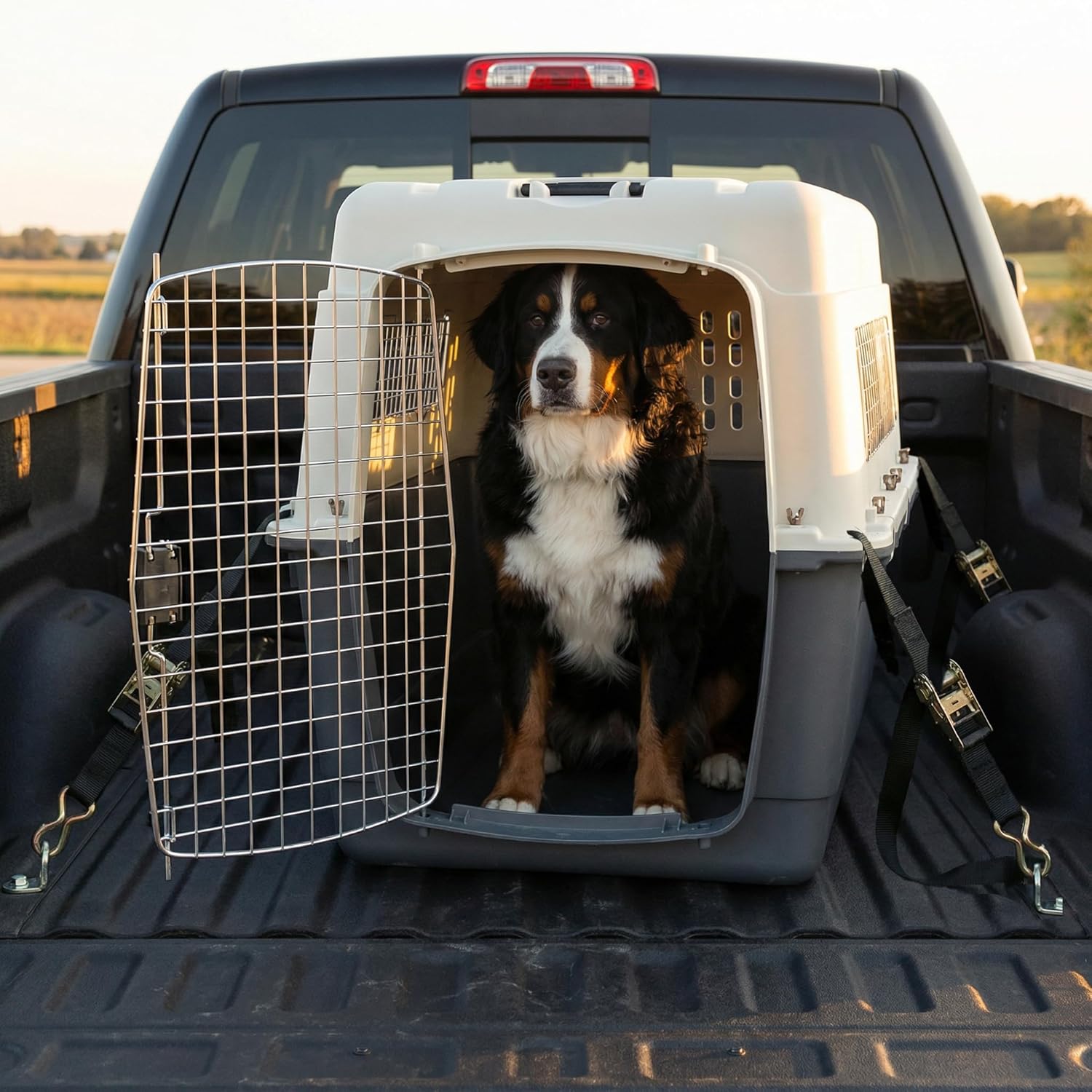 SportPet Airline Compliant XX-LARGE 39" Travel Dog Kennel-Durable Plastic Airline Pet Carrier w/ Removable Wheels & Food Bowls, Collapsible Indoor/Outdoor Dog Kennel, Dogs up to...