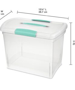 Sterilite Large Nesting ShowOffs, Stackable Small Storage Bin with Latching Lid and Handle, Plastic Container to Organize Office Files, Clear, 6-Pack