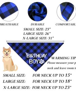 STMK Dog Birthday Decorations, Multi Sizes Dog Birthday Hat with Numbers Bandana Bow Tie It’s My Bday Mother Puppers Banner for Small Medium Dogs Pets (Blue, Small)