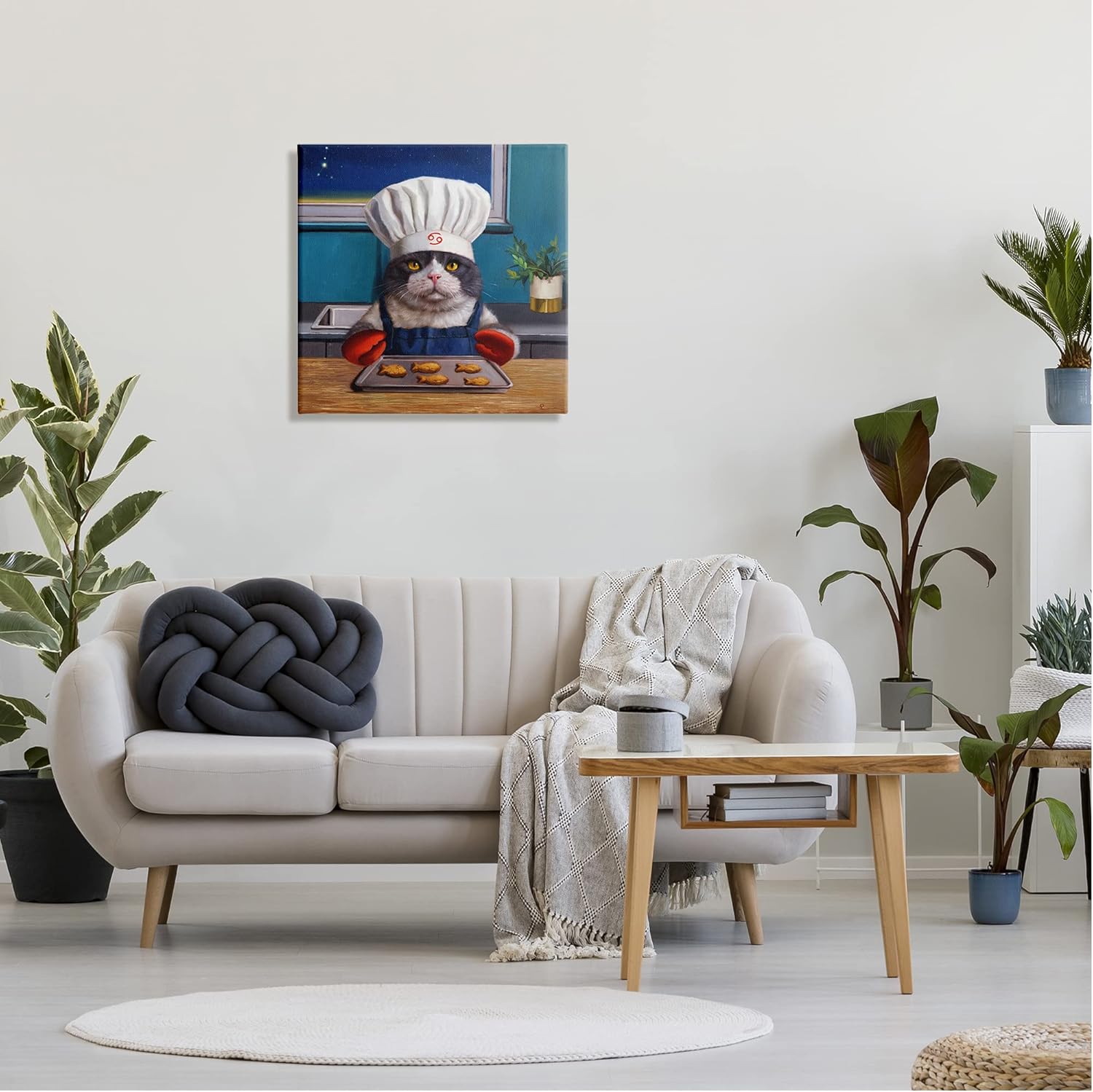 Stupell Industries Fresh Baked Fish Cookies Cat Chef Astrological Symbol Canvas Wall Art, Design By Lucia Heffernan