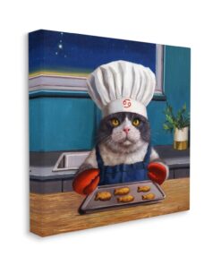 Stupell Industries Fresh Baked Fish Cookies Cat Chef Astrological Symbol Canvas Wall Art, Design By Lucia Heffernan