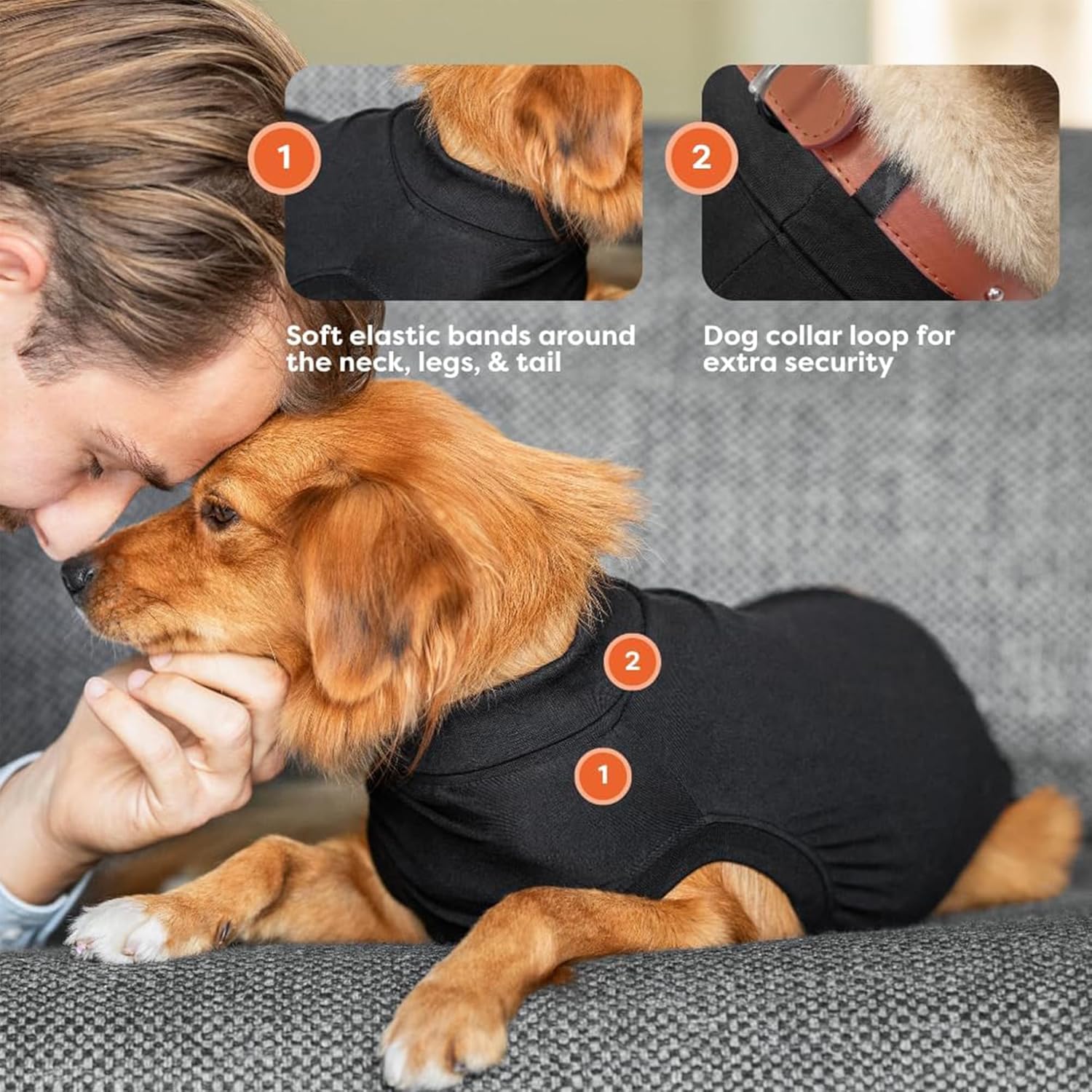 Suitical Recovery Suit for Dogs - Dog Surgery Recovery Suit with Clip-Up System - Breathable Fabric for Spay, Neuter, Skin Conditions, Incontinence - 26.4-29.9 Inches Neck to...
