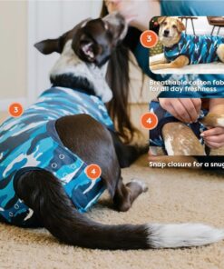 Suitical Recovery Suit for Dogs - Post-Surgery Suit with Hold-Up System - Breathable Cone-Free Option for Spay, Neuter, Skin Issues - XS Camouflage - Neck to Tail 15.7-17....