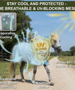 Summer Horse Fly Sheet with Detachable Neck & Belly Wrap, Breathable Fine Mesh Sweet Itch Protection for Stable & Pasture Turnout, Biting Defense & All-Day Comfort Shield...