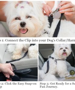 SunGrow Dog Seat Belt for Car, Adjustable Nylon Pet Seatbelt, Supports All Cars, Dog Car Leash Seat Belt, Seatbelt for Dogs, Cats & Ferrets Travel Harness