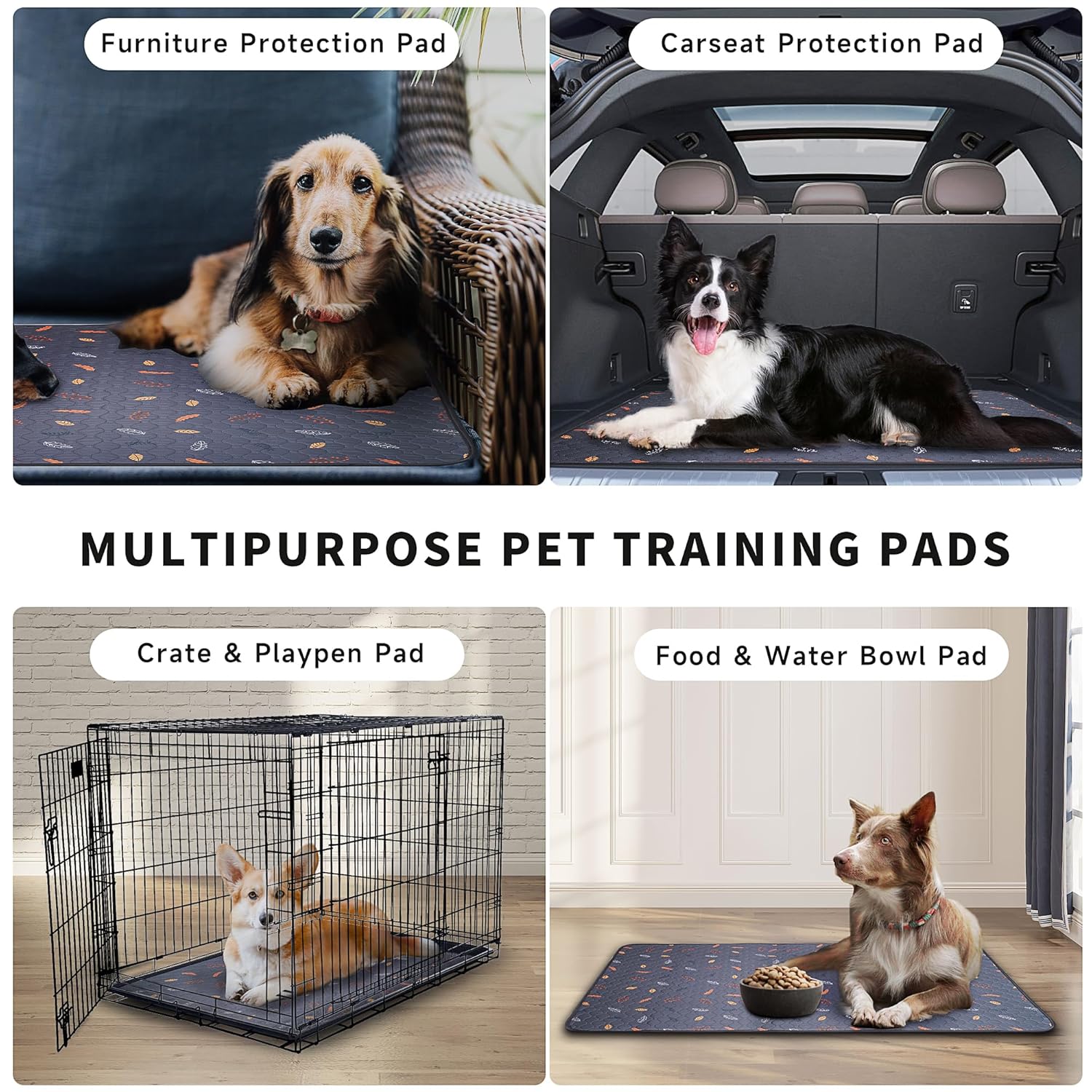 Sunheir Washable Pee Pads for Dogs , Thick Heavy Absorbency Reusable, Prevent Leakage, Waterproof , Non-Slip Pee Pads for Puppy Playpen, Crate, Whelping Box, Potty Training,...