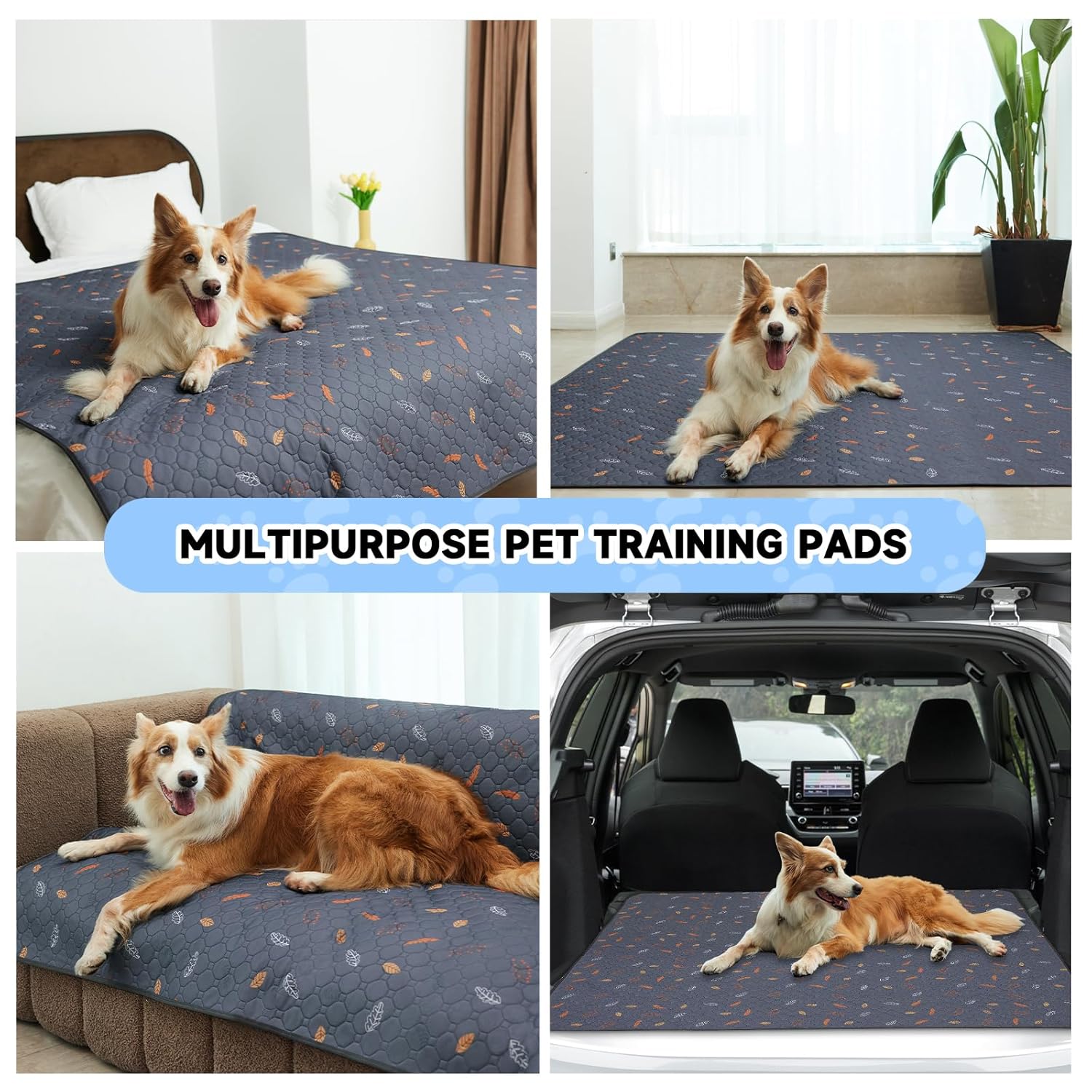 Sunheir Washable Pee Pads for Dogs , Thick Heavy Absorbency Reusable, Prevent Leakage, Waterproof , Non-Slip Pee Pads for Puppy Playpen, Crate, Whelping Box, Potty Training,...