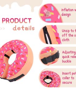 Supet Inflatable Dog Cone Collar Alternative After Surgery, Doggie Neck Donut Collar Recovery ECollar, Soft Dog Cone for Small Medium Large Dogs