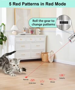 TBTeek Cat Toys, Rechargeable, 3 Light Modes & 5 Fun Patterns, Portable Interactive Kitten Pet Dog Cat Mouse Toy for Fun Chase Play Exercise