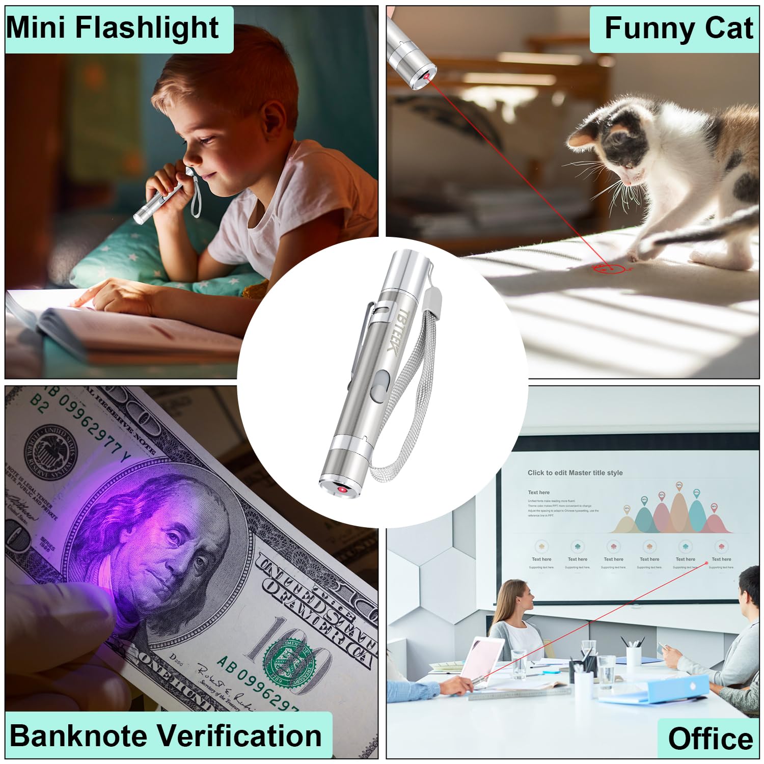 TBTeek Cat Toys, Rechargeable, 3 Light Modes & 5 Fun Patterns, Portable Interactive Kitten Pet Dog Cat Mouse Toy for Fun Chase Play Exercise