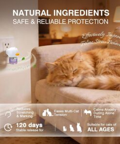 Tcllka Cat Calming Pheromone Diffuser Effectively Relieve Anxiety Stress Cat Calming Diffuser Comfort for Cats Refill Reduce Fighting Spraying and Scratching Calm Relaxing...