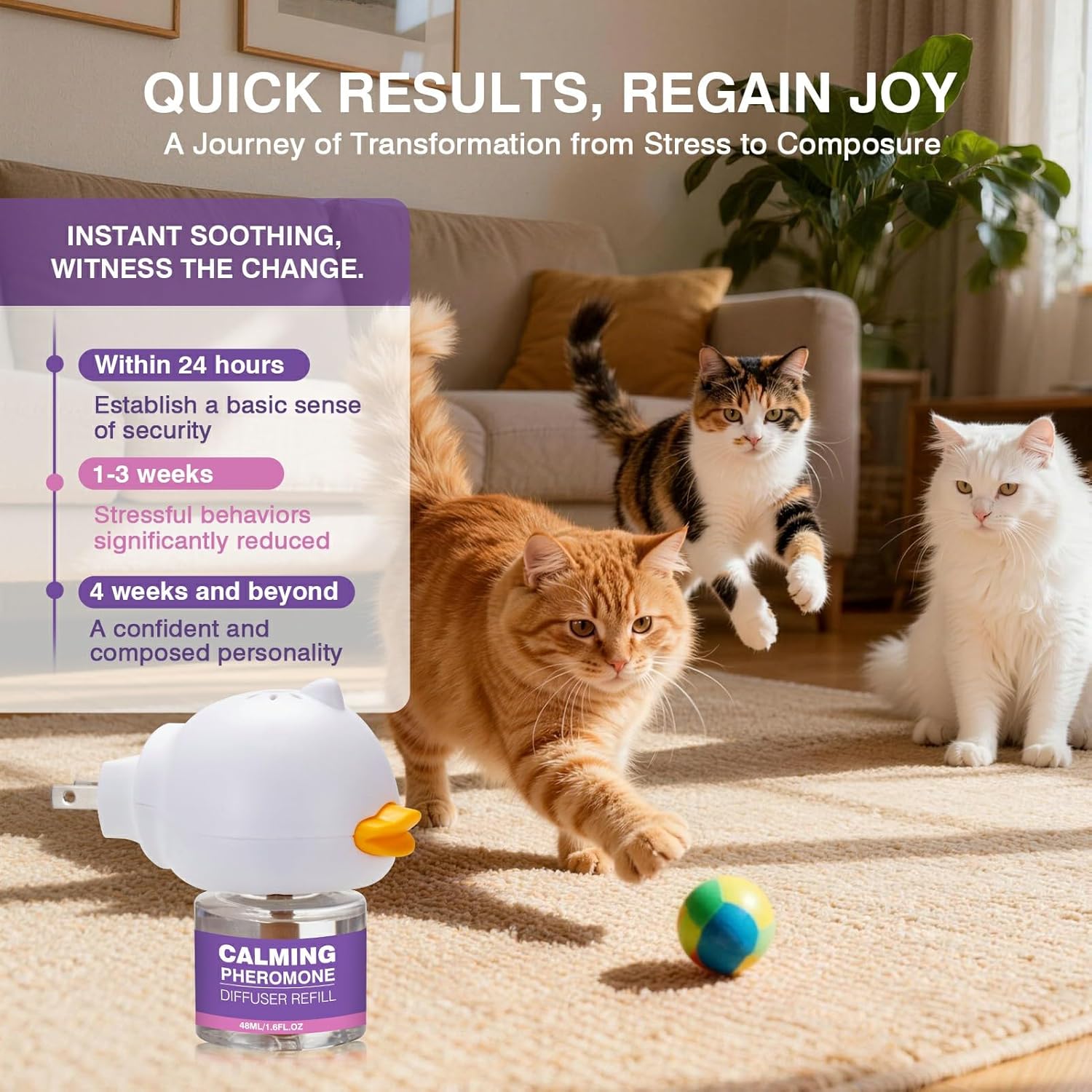 Tcllka Cat Calming Pheromone Diffuser Effectively Relieve Anxiety Stress Cat Calming Diffuser Comfort for Cats Refill Reduce Fighting Spraying and Scratching Calm Relaxing...