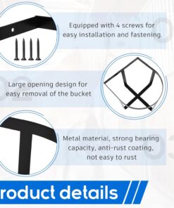 Teenyyou 4 Pcs Heavy Duty Metal Bucket Holder 5 Gallon Horse Water Feed Bucket Holder Pre Installed Pail Accessories Wall Mount Hang Organizer for Horse Stalls Barn Farmhouse...