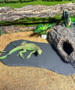 Tfwadmx Reptile Basking Platform,11''x5.5'' Tortoise Rock Plate Feeding Food Bowl Dish Feeding Slate Turtle Bathing Resting Platform for Lizard Gecko Bearded Dragon Chameleon...
