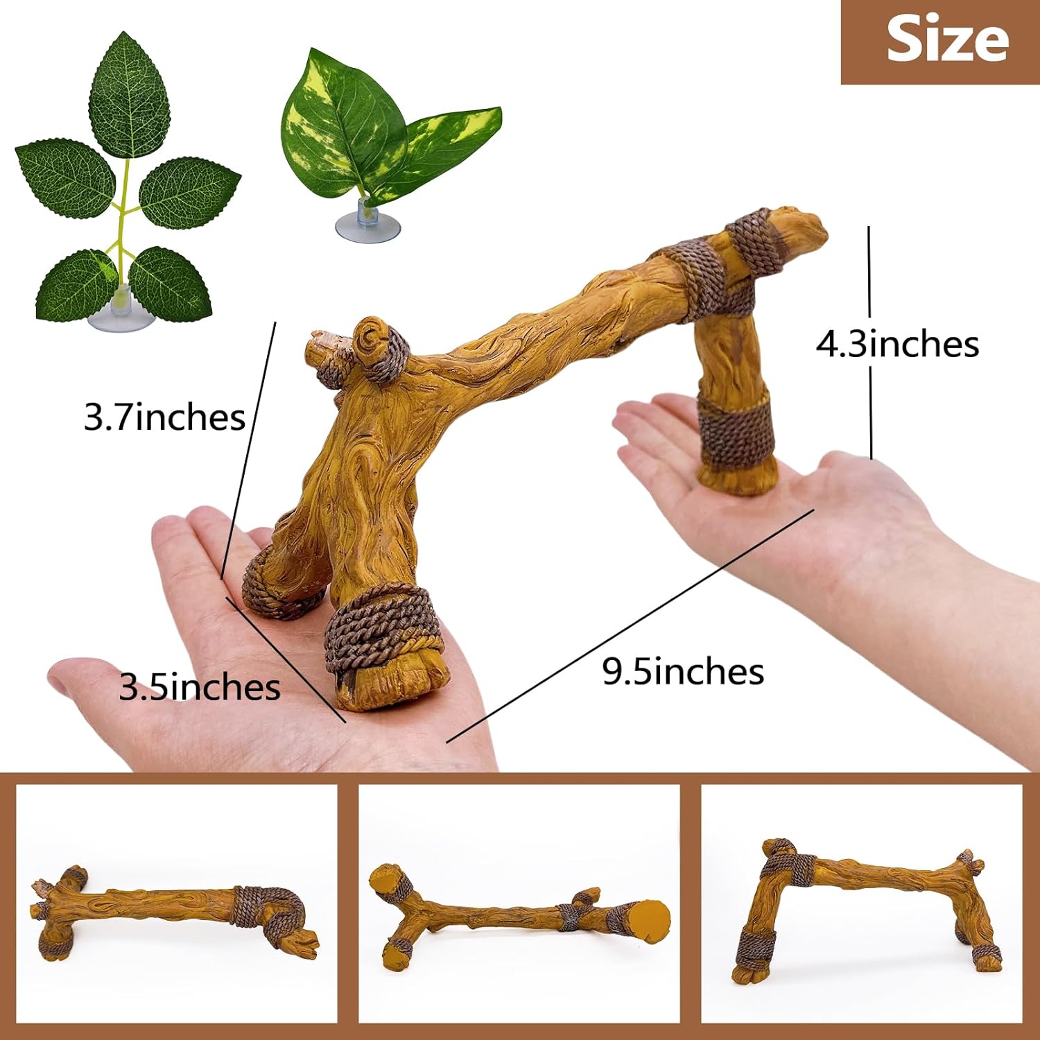 Tfwadmx Snake Climbing Branch,Resin Reptile Wood Trunk Branches Decor,Reptile Terrarium Climbing Accessories Decoration for Geckos, Lizards,Tarantulas,Hermit Crab,Frogs