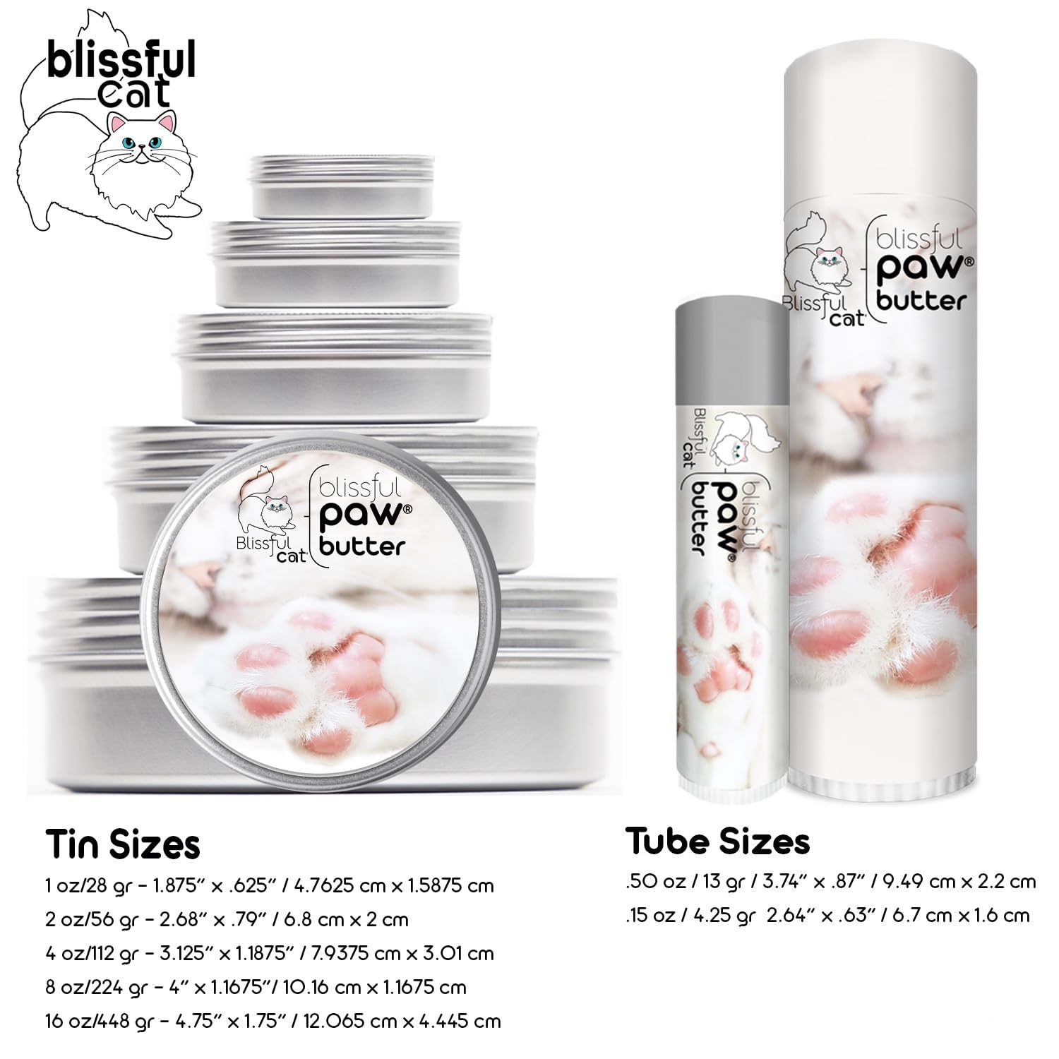 The Blissful Cat Paw Butter, Moisturizer for Dry Paw Pads, Softens and Protects Rough Feet, Versatile, Lick-Safe Balm, 0.15 oz.