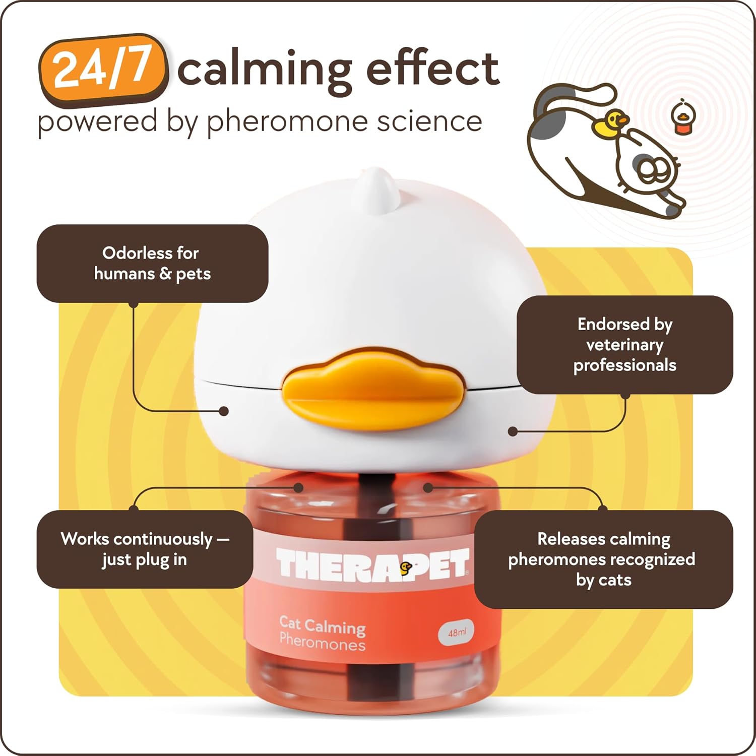 TherapetMD 60-Day Cat Calming Diffuser - Cat Pheromone Diffuser for Stress, Pee Spraying, Cat Fighting, Aggression, Excessive Meowing & Scratching - 60-Day Refill Included -...