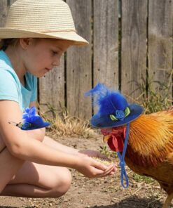 Thinp 6 Pieces Chicken Hats for Hen, Chicken Helmet Accessories Mini Feather Top Hat with Adjustable Elastic Chin Strap Funny Small Hat for Duck Hamster Parrot Bird Animals Show...