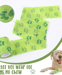 Threlaco 6 Rolls No Chew Bandage for Dogs Bitter Bandage Wrap for Dogs Wound Wrap (Green,2 Inches X 5 yd)