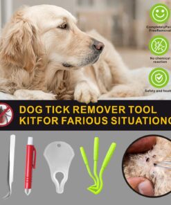 Tick Remover Tool Kit, Stainless Steel Tick Tweezers + Remover Tick Key, 4 Pack Quick & Safe Tick Twister Removal Tools for Dogs Cats Humans