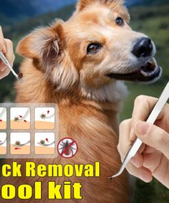 Tick Remover Tool Kit, Stainless Steel Tick Tweezers + Remover Tick Key, 4 Pack Quick & Safe Tick Twister Removal Tools for Dogs Cats Humans