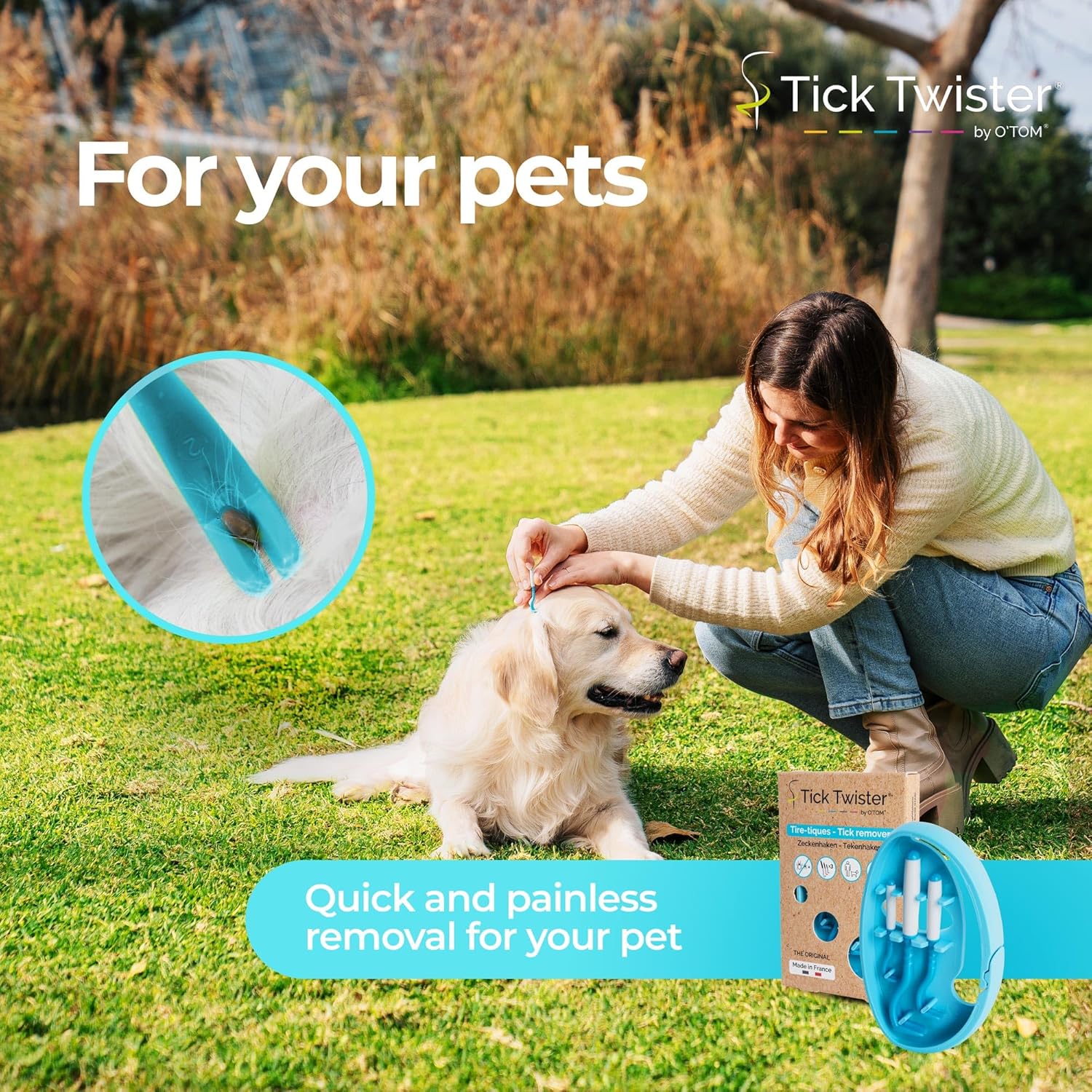 Tick Twister Tick Remover for Dogs and Human - Made in France - Tick Puller for Humans and Dogs - 3 Different Sizes - Dog Tick Removal Tool - Also for All Other Pets - Tick...