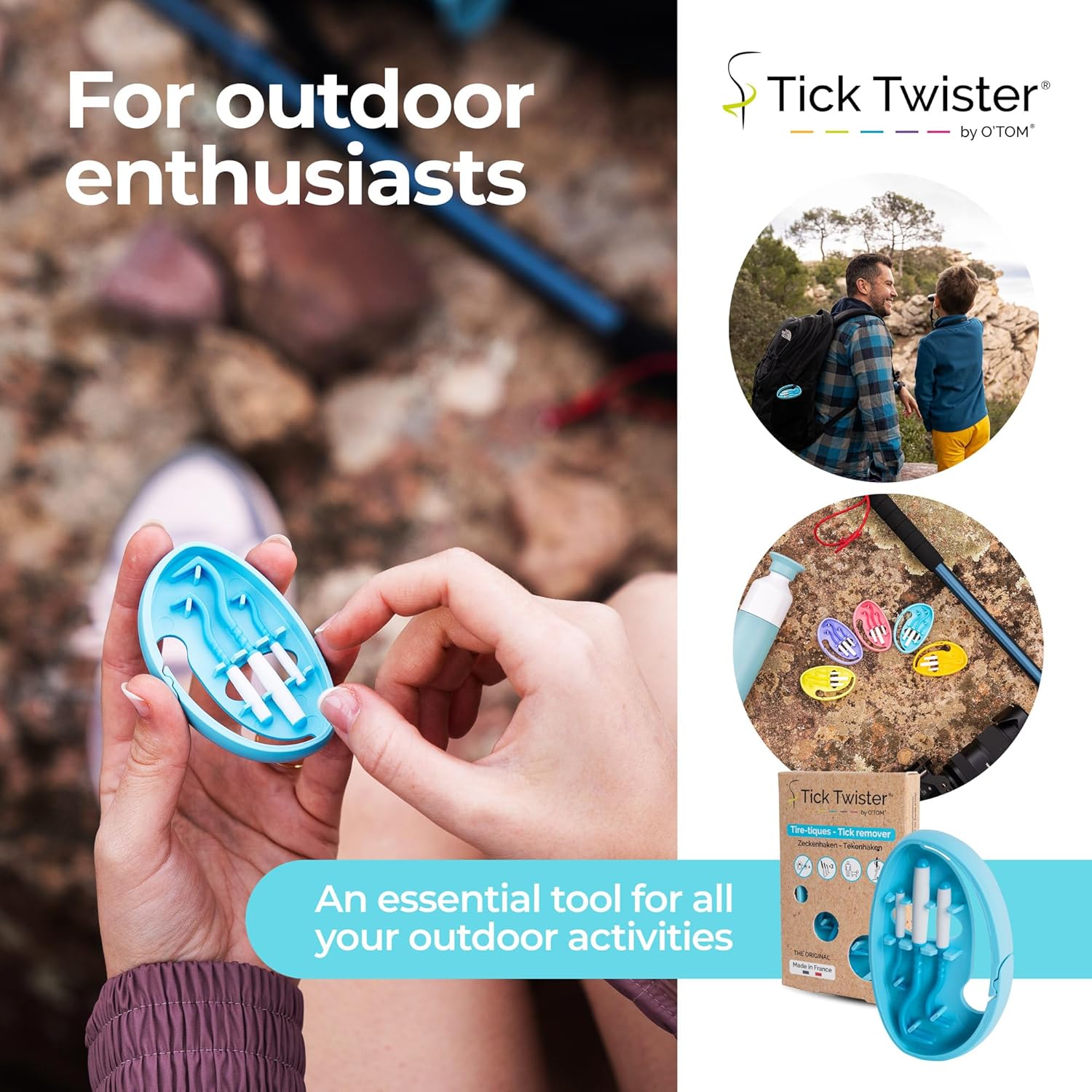 Tick Twister Tick Remover for Dogs and Human - Made in France - Tick Puller for Humans and Dogs - 3 Different Sizes - Dog Tick Removal Tool - Also for All Other Pets - Tick...