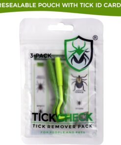 TickCheck Tick Remover Value 3 Pack - Tick Remover Tools + Tick Identification Card - for Humans, Dogs & Cats (1 Set)