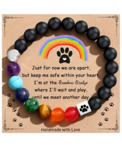 TONY & SANDY Dog Memorial Gifts, Pet Sympathy Rainbow Bridge Pet Memorial Bracelet for Men Women Girls Who Loss of Beloved Dog Cat
