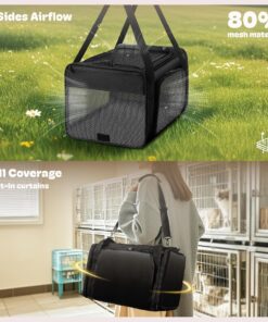 Top and 2 Sides Expandable Pet Carrier 17x11x9.5, TSA Airline Approved Small Dog Carriers for Small Dogs, Soft-Sided Cat Carrier with Self-Locking Zippers for Kitten,Rabbit,...