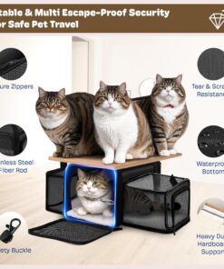 Top and 2 Sides Expandable Pet Carrier 17x11x9.5, TSA Airline Approved Small Dog Carriers for Small Dogs, Soft-Sided Cat Carrier with Self-Locking Zippers for Kitten,Rabbit,...