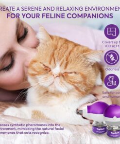 TopSum Cat Calming Pheromone Diffuser: Feline Pheromones Plug in for Stress, Along At Home, Spraying, Fighting, Scratching, Aggression & Excessive Meowing (Purple– 3 Diffusers +...