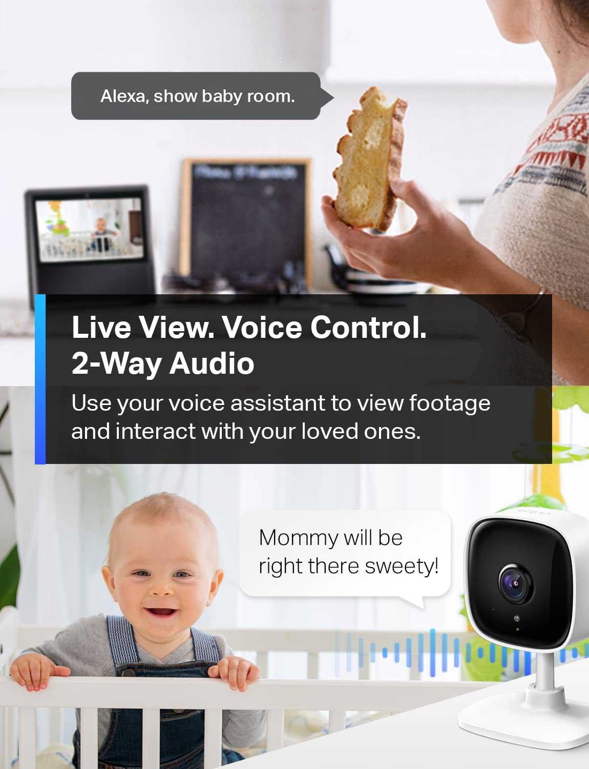 TP-Link Tapo 1080P Indoor Security Camera for Baby Monitor, Dog Camera w/Motion Detection, 2-Way Audio Siren, Night Vision, Cloud & SD Card Storage, Works w/Alexa & Google Home...