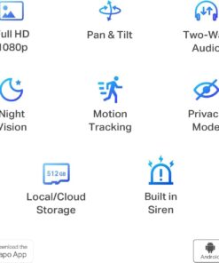 TP-Link Tapo Pan/Tilt Security Camera for Baby Monitor, Pet Camera w/Motion Detection, 1080P, 2-Way Audio, Night Vision, Cloud & SD Card Storage, Works with Alexa & Google Home...