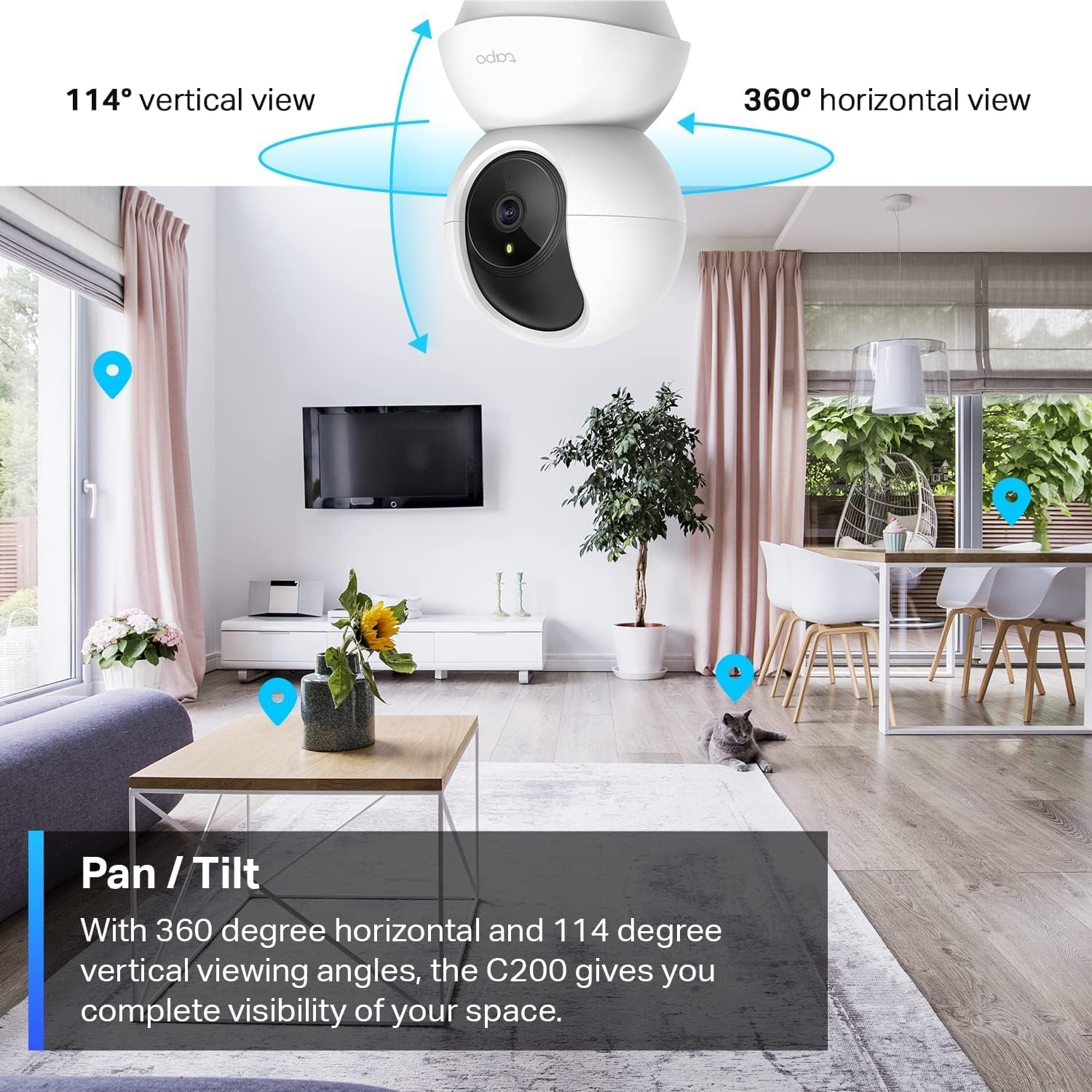 TP-Link Tapo Pan/Tilt Security Camera for Baby Monitor, Pet Camera w/Motion Detection, 1080P, 2-Way Audio, Night Vision, Cloud & SD Card Storage, Works with Alexa & Google Home...