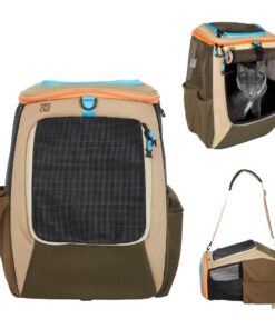 Travel Cat Backpack Carrier - The Navigator Convertible Pet Carrier Backpack - Cat Carrier Backpack with Fully Ventilated Mesh (Earth)