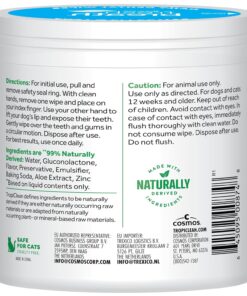 TropiClean Fresh Breath Dog Teeth Cleaning Dental Wipes, Finger Wipes for Plaque & Tartar Removal + Baking Soda, Easy to Use Dog Dental Care, 50ct