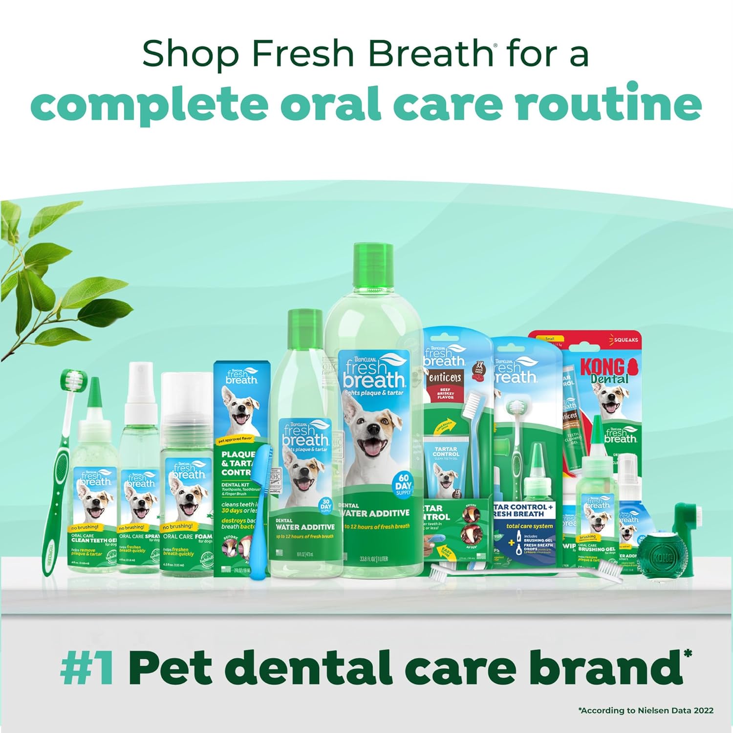 TropiClean Fresh Breath Water Additive for Dogs, Dog Breath Freshener and Teeth Cleaning Solution, No Toothpaste or Toothbrush Required, 33.8oz.