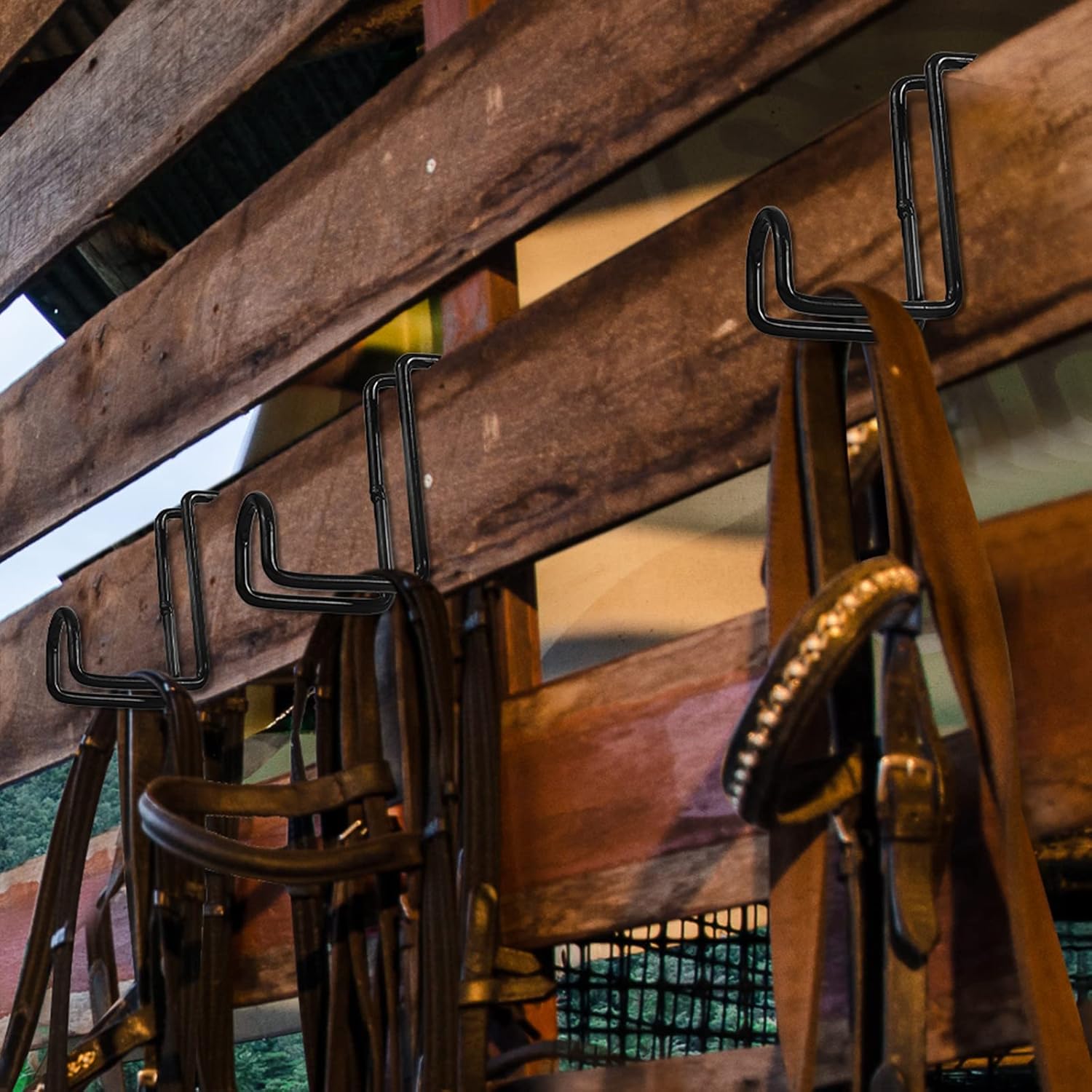 Tudomro 8 Pcs Tack Hook 4 Inches Heavy Duty Horse Halter Rack, Over Rail Bridle Hooks Metal Horse Water Bucket Hangers for Hanging Horses Bridles Saddle Fence Door Holder Horses...