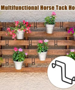 Tudomro 8 Pcs Tack Hook 4 Inches Heavy Duty Horse Halter Rack, Over Rail Bridle Hooks Metal Horse Water Bucket Hangers for Hanging Horses Bridles Saddle Fence Door Holder Horses...