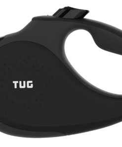 TUG 360° Tangle-Free Retractable Dog Leash | 16 ft Strong Nylon Tape | One-Handed Brake, Pause, Lock (Medium, White)