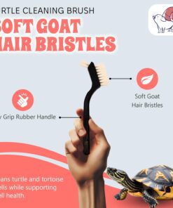 Turtle Cleaning Brush Remove Aquatic Mud, Dirt, & Contaminants from Tortoises Shells & Promoting Shell Health - Goat Hair Bristle Brush with Grip Rubber Handle - Black by Snout...