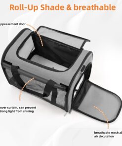 TWDEPART Cat Carrier Backpack - Multifunctional, Firm & Foldable with Roll-Up Shade, Breathable Design Includes Collapsible Bowl & Cushion (Grey)