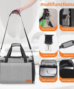 TWDEPART Cat Carrier Backpack - Multifunctional, Firm & Foldable with Roll-Up Shade, Breathable Design Includes Collapsible Bowl & Cushion (Grey)